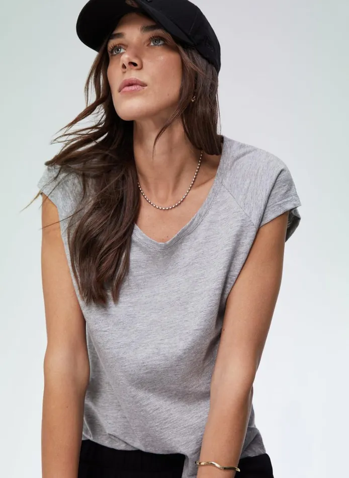 Baukjen Catherine Organic Cotton Top Grey Marl Clothing