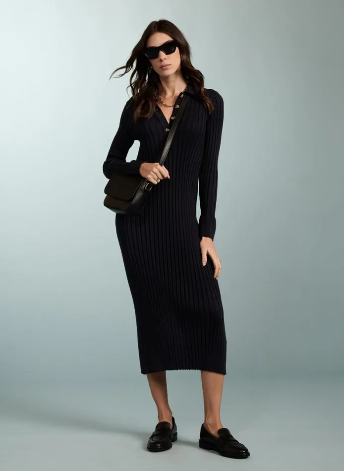 Baukjen Cece Knitted MidiDress Navy Clothing