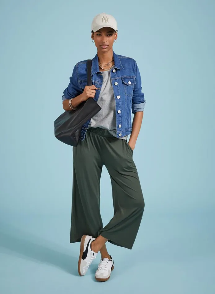Baukjen Cropped Palazzo Trousers Deep Khaki Clothing