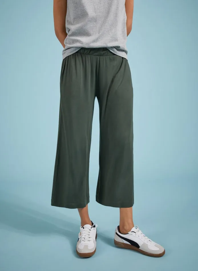 Baukjen Cropped Palazzo Trousers Deep Khaki Clothing