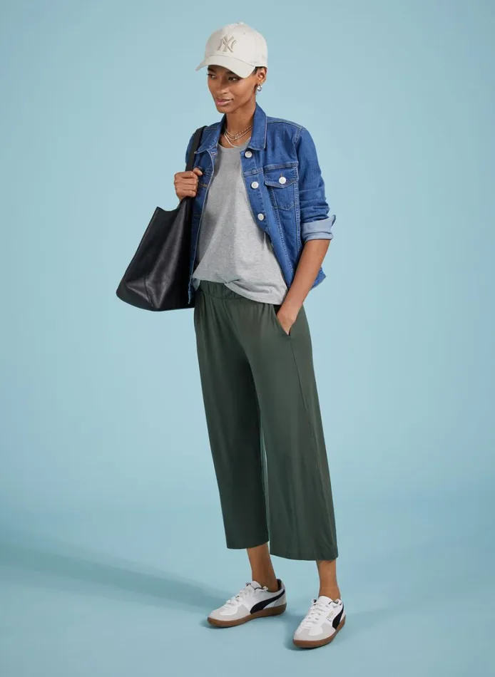 Baukjen Cropped Palazzo Trousers Deep Khaki Clothing