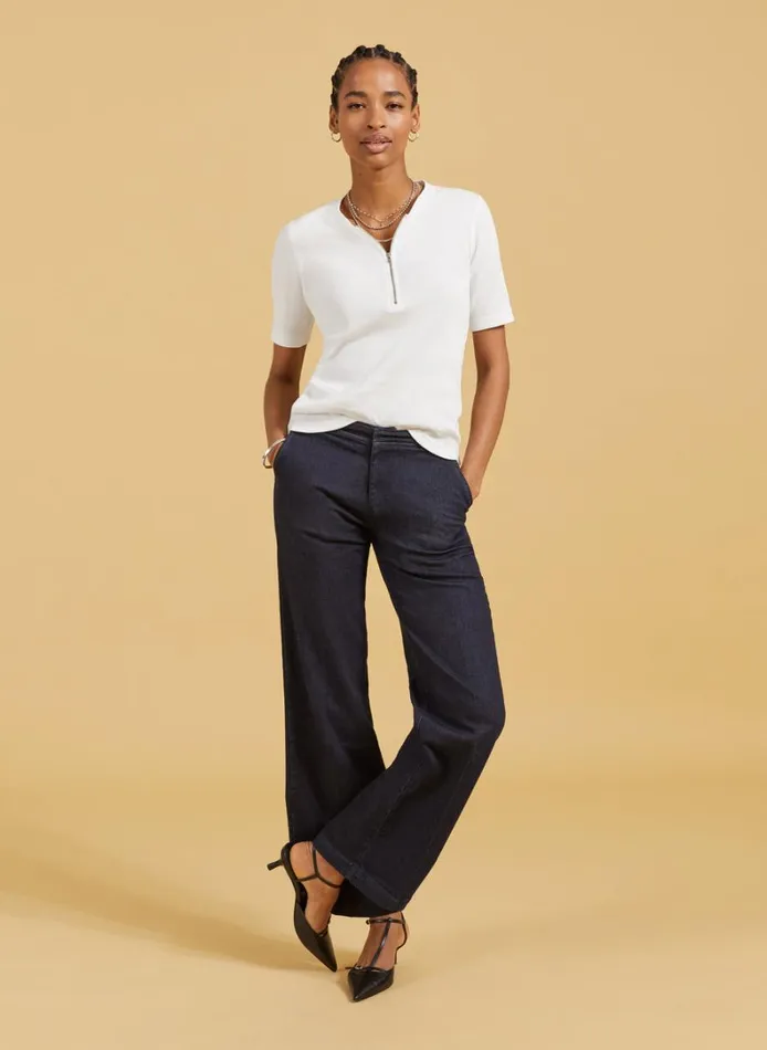 Baukjen Margot Organic Cotton Stretch Wide Leg Jeans Dark Denim Clothing