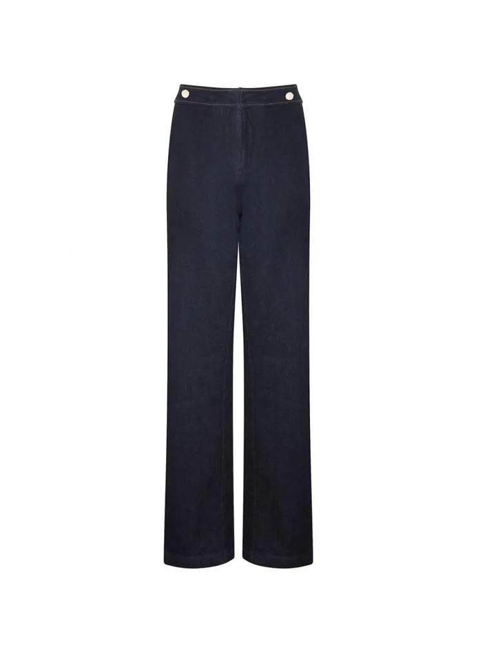 Baukjen Margot Organic Cotton Stretch Wide Leg Jeans Dark Denim Clothing