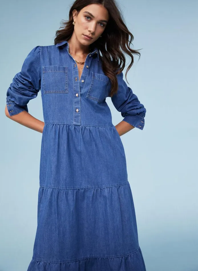 Baukjen Mel Organic Cotton Dress Washed Indigo Clothing
