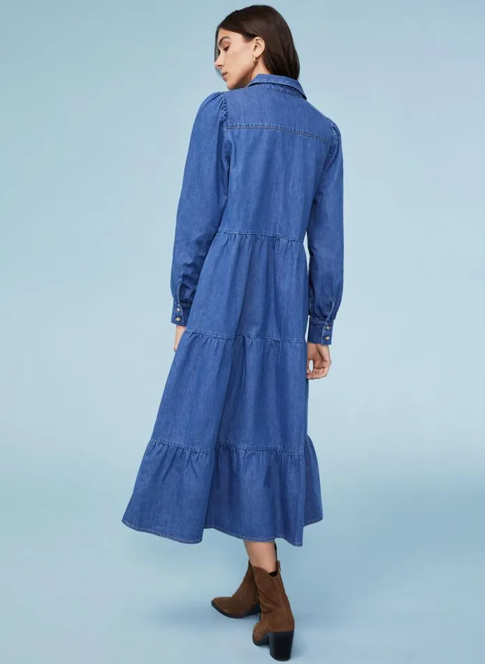 Baukjen Mel Organic Cotton Dress Washed Indigo Clothing