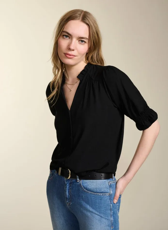 Baukjen Noa Short Sleeve Blouse Caviar Black Clothing