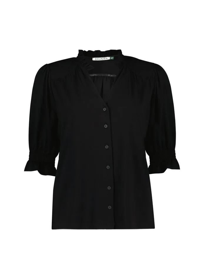 Baukjen Noa Short Sleeve Blouse Caviar Black Clothing