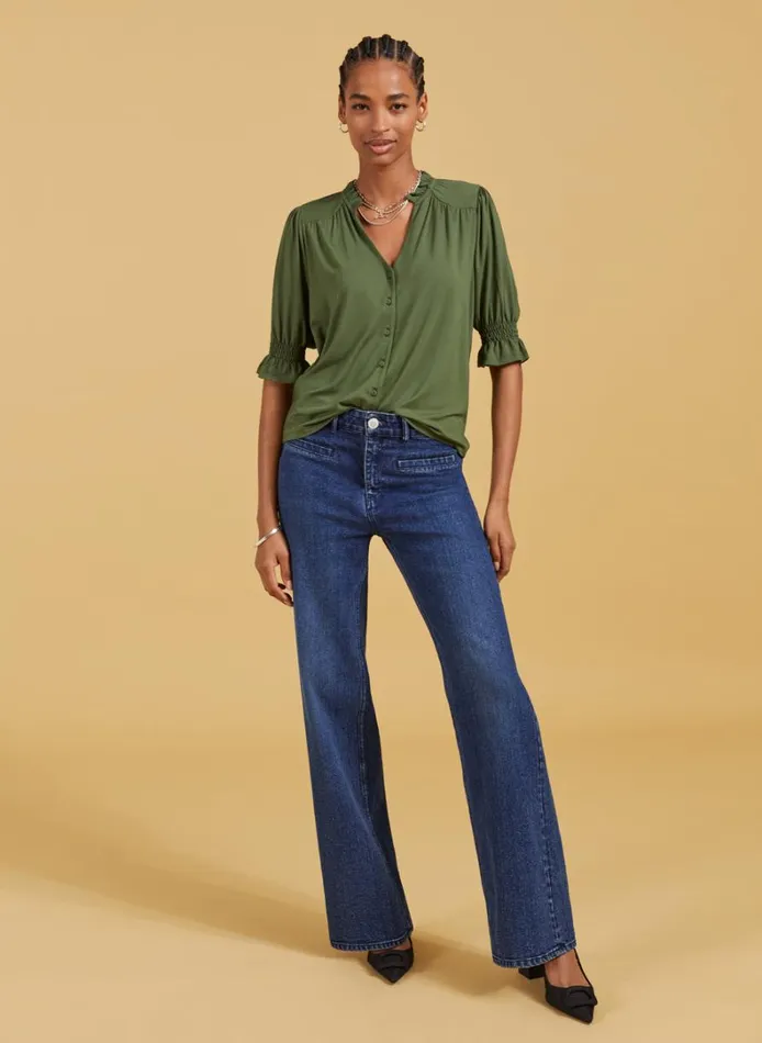 Baukjen Organic StretchCotton Pocket Wide LegJeans Dark Indigo Clothing