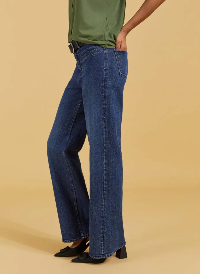 Baukjen Organic StretchCotton Pocket Wide LegJeans Dark Indigo Clothing