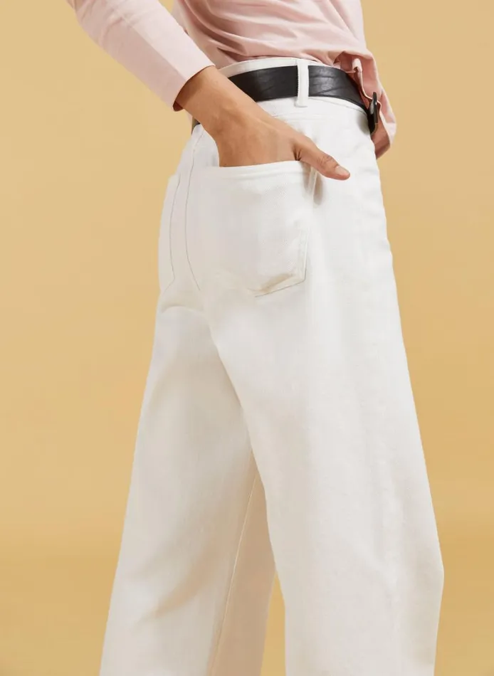 Baukjen Organic StretchCotton Pocket Wide LegJeans Soft White Clothing