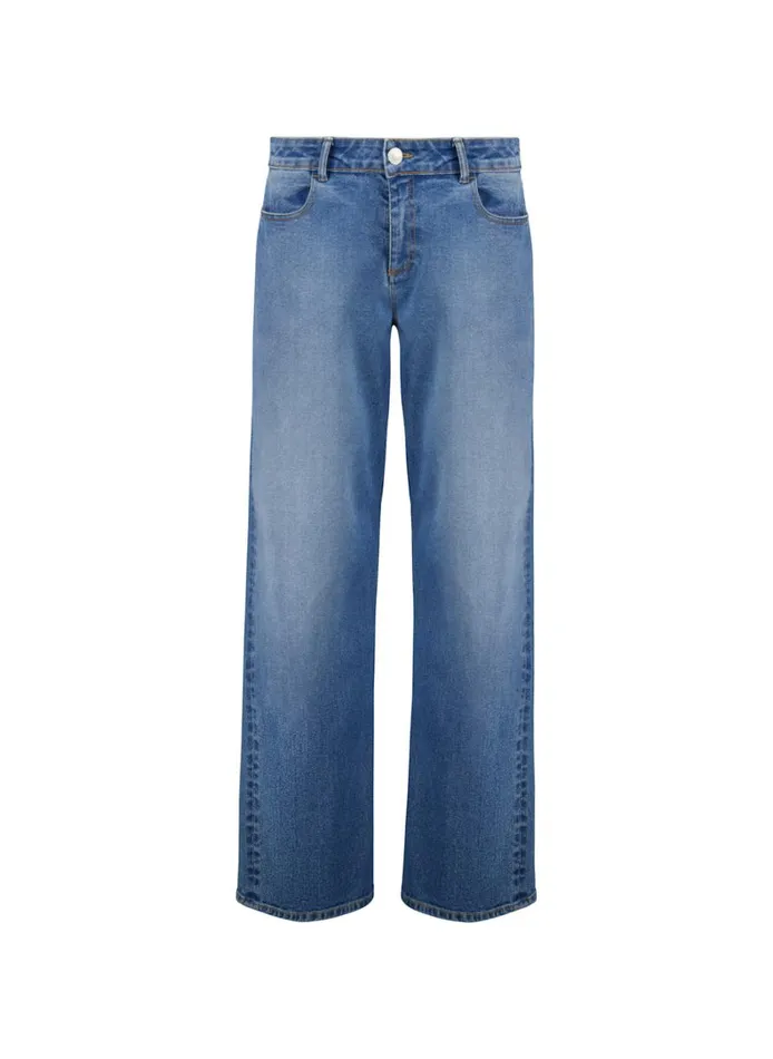 Baukjen OrganicStretch Cotton Wide Leg Slouch Jeans Mid Indigo Clothing