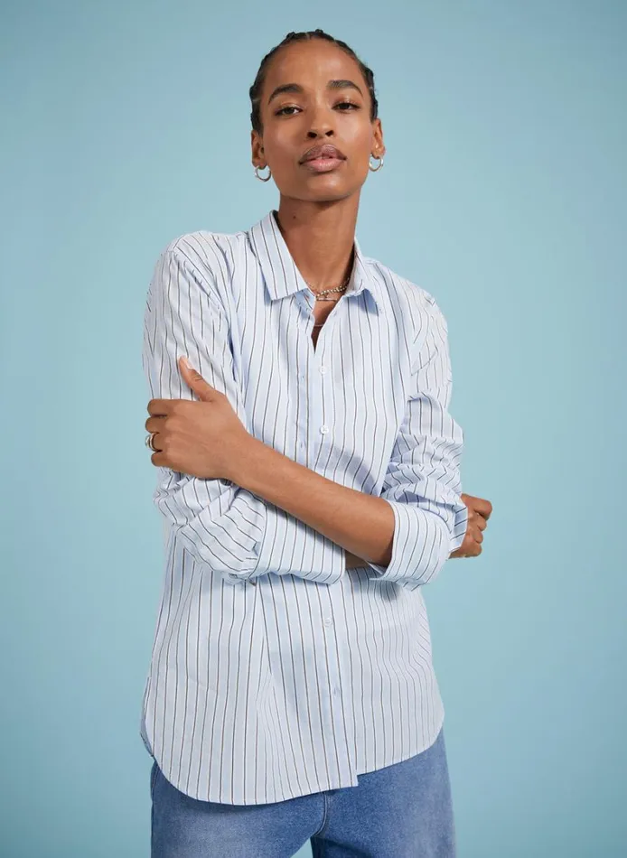 Baukjen Rishma Organic Cotton Stripe Shirt Blue Black andwhite Stripe Clothing Baukjen Rishma Organic Cotton Stripe Shirt Blue Black andwhite Stripe Clothing