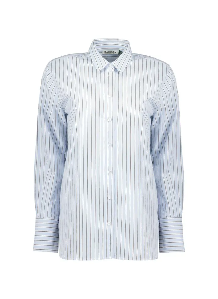 Baukjen Rishma Organic Cotton Stripe Shirt Blue Black andwhite Stripe Clothing