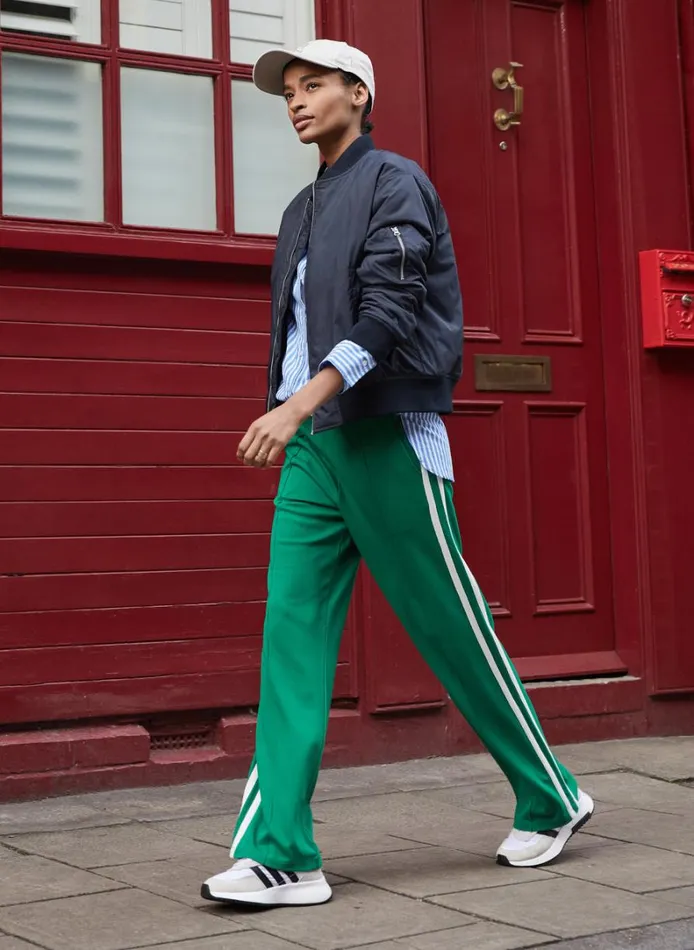 Baukjen TippiSide Stripe Trousers Bright Emerald and White Clothing