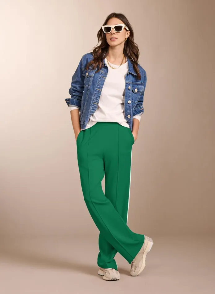 Baukjen TippiSide Stripe Trousers Bright Emerald and White Clothing