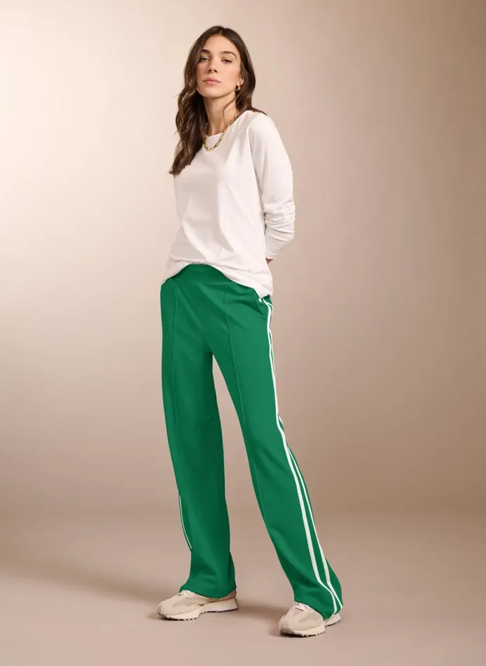 Baukjen TippiSide Stripe Trousers Bright Emerald and White Clothing