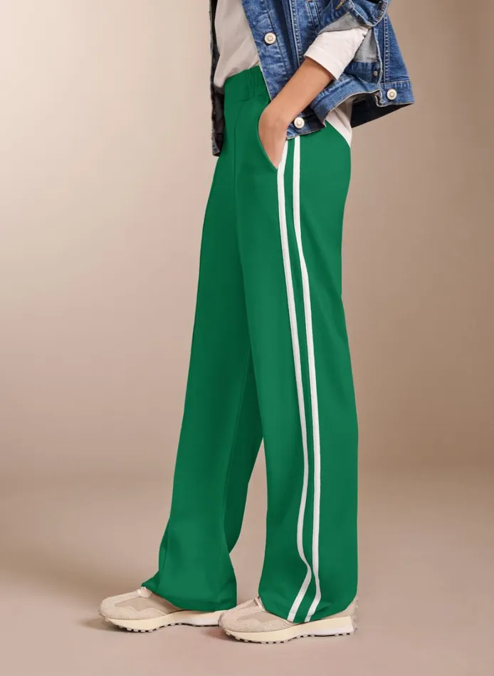 Baukjen TippiSide Stripe Trousers Bright Emerald and White Clothing