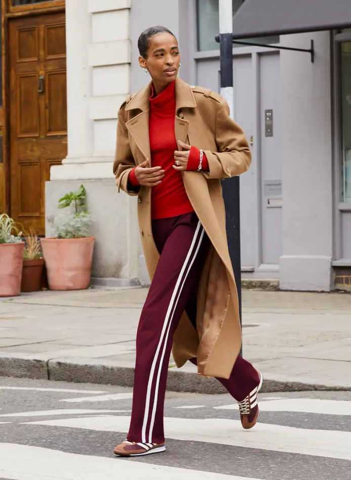 Baukjen TippiSide Stripe Trousers Burgundy and Soft White Clothing