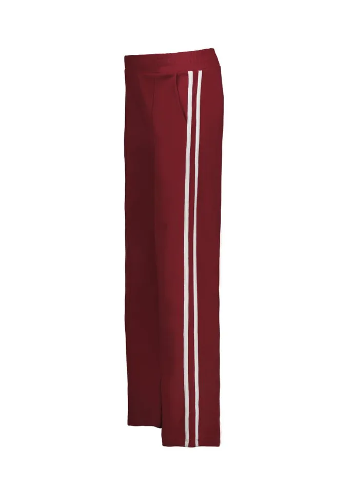 Baukjen TippiSide Stripe Trousers Burgundy and Soft White Clothing