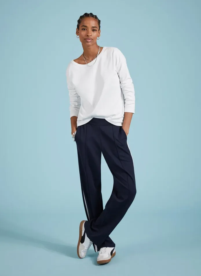 Baukjen TippiSide Stripe Trousers Classic Navy and Soft White Clothing