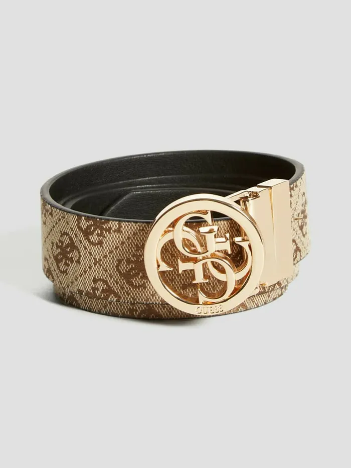 Belts GUESS Women Reversible Jacquard Quattro G Belt LatteBrown