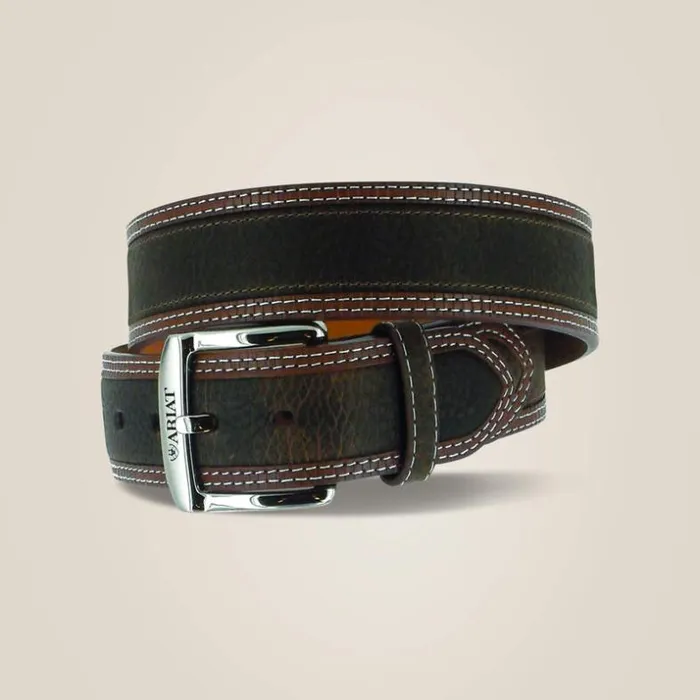 Belts Men Ariat Double Stitch Trim Belt Brown