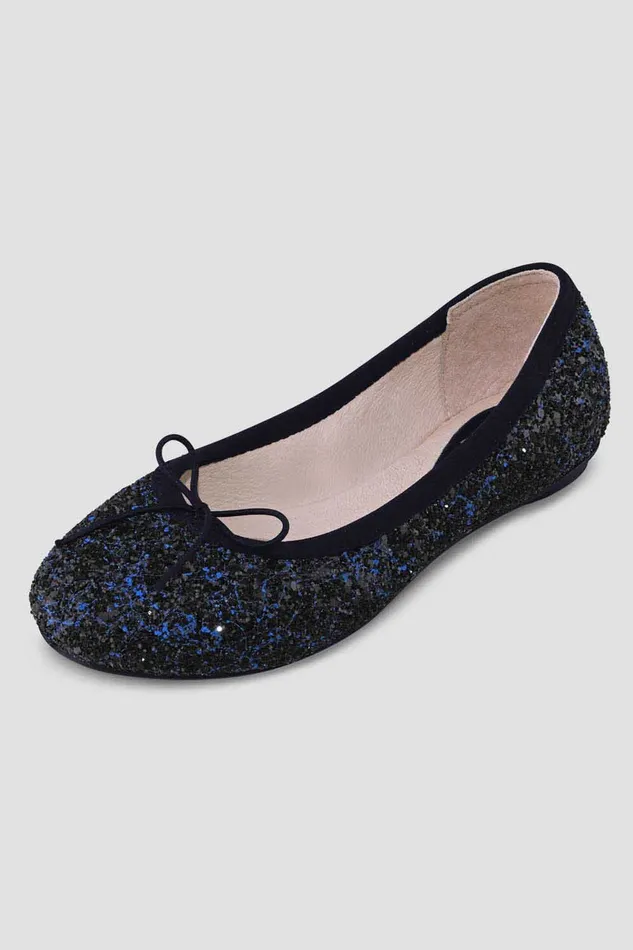 Bloch Ballet Flats Children Girls Helia Ballet Flats Blue Black Glitter
