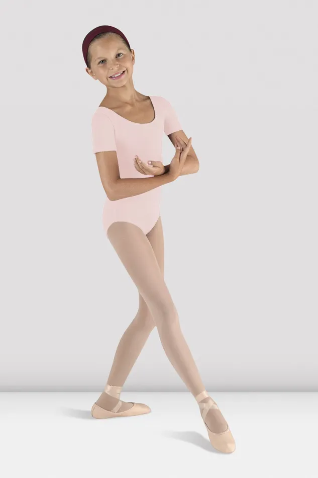 Bloch Basics Children Girls Short Sleeve Round Neck Leotard Light Pink