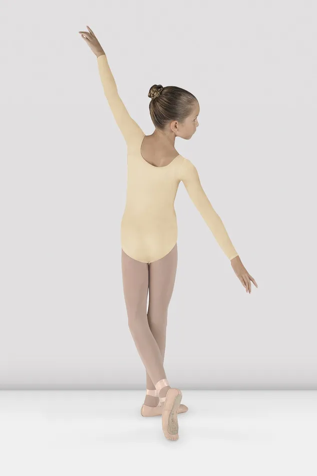 Bloch Girls Meglio Long Sleeve Leotard Sand Children Basics