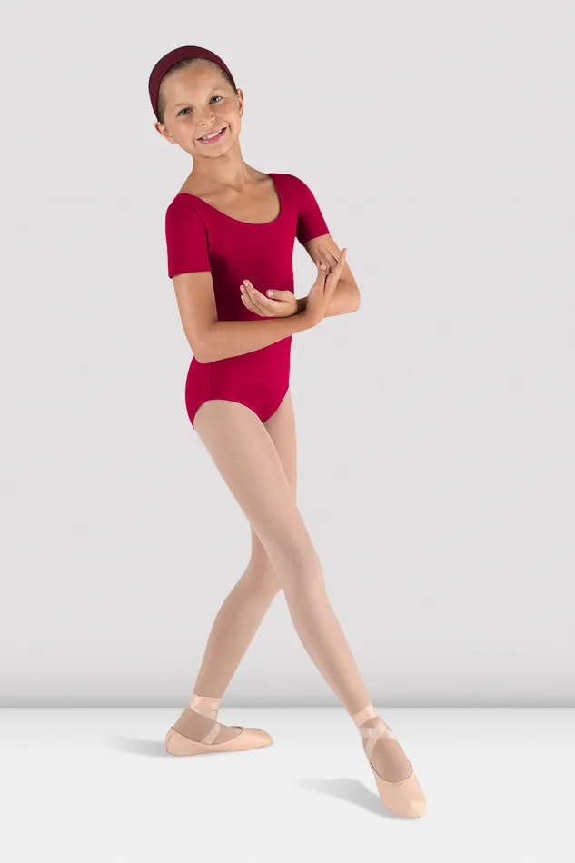 Bloch Girls Short Sleeve Round Neck Leotard Red Children Leotards