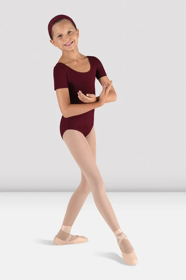 Bloch Leotards Children Girls Short Sleeve Round Neck Leotard Burgundy