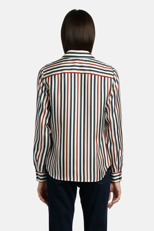 Blouses and Shirts Luisa Spagnoli Women Batisfera Batisfera WhiteBlueRed Blouses and Shirts Luisa Spagnoli Women Batisfera Batisfera WhiteBlueRed