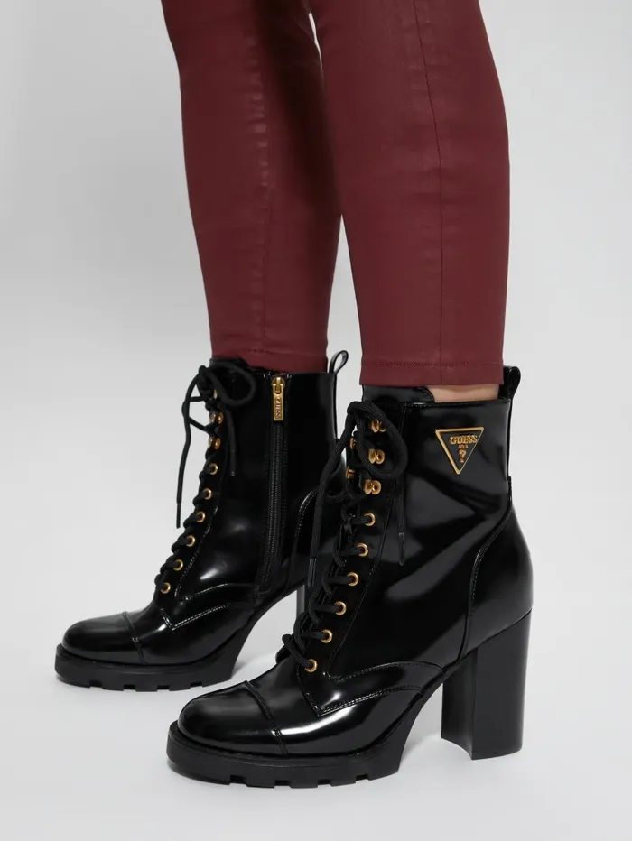 Boots and Booties Women GUESS Neadyn LaceUp Heeled Moto Booties Black 001 Boots and Booties Women GUESS Neadyn LaceUp Heeled Moto Booties Black 001