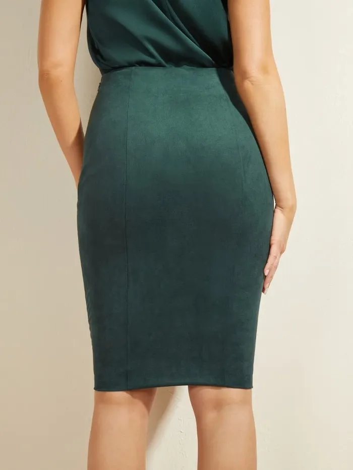 Bottoms GUESS Women Stealth FauxSuede Skirt Chenille Green Bottoms GUESS Women Stealth FauxSuede Skirt Chenille Green