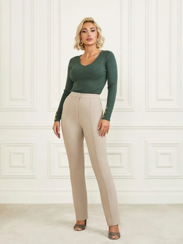 Bottoms Logan Straight Leg Pant Natural Siena GUESS Women Bottoms Logan Straight Leg Pant Natural Siena GUESS Women