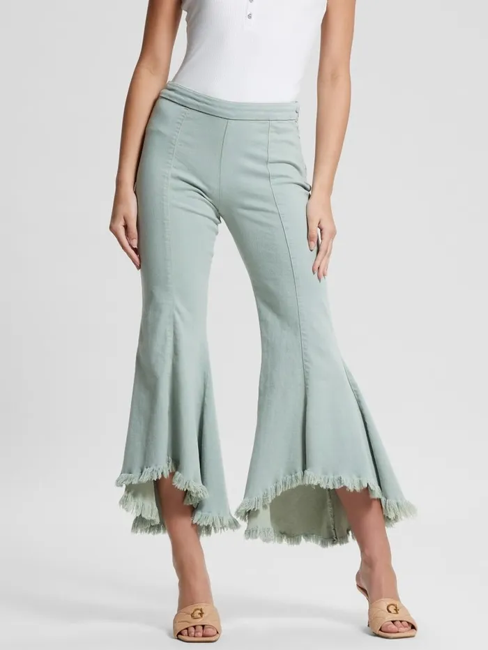Bottoms Sofia 1981 HighRise Flared Jeans Light Matcha Multi GUESS Women Bottoms Sofia 1981 HighRise Flared Jeans Light Matcha Multi GUESS Women