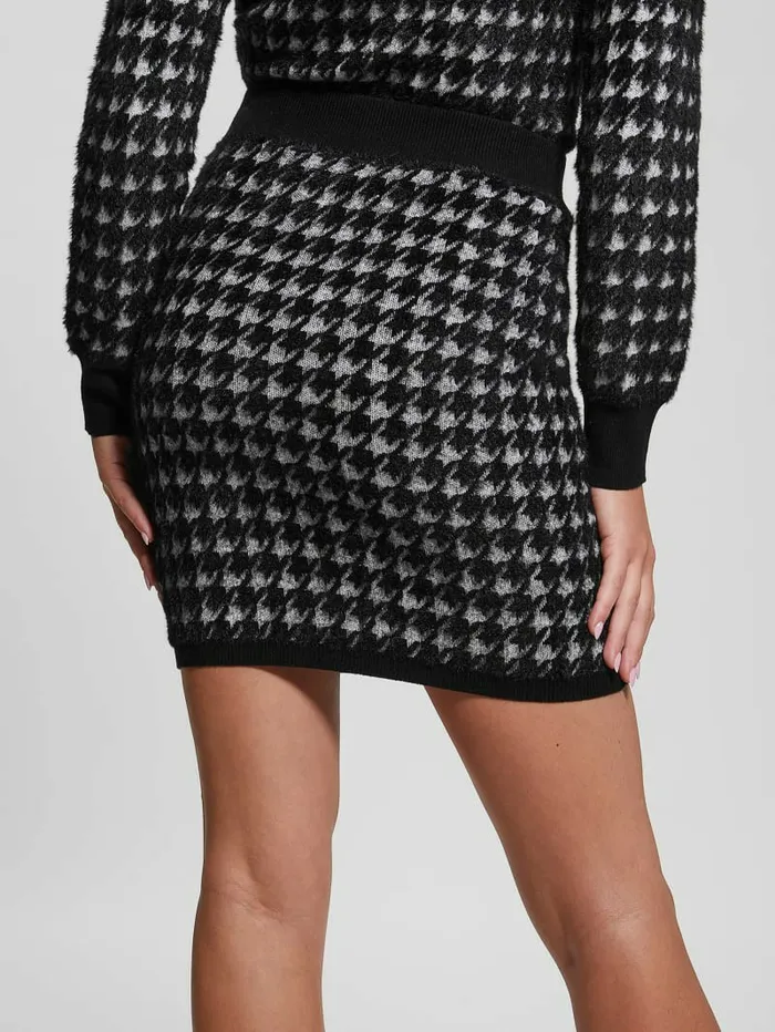 Bottoms Violet Houndstooth Sweater Skirt WhiteBlack Pied De Poule GUESS Women
