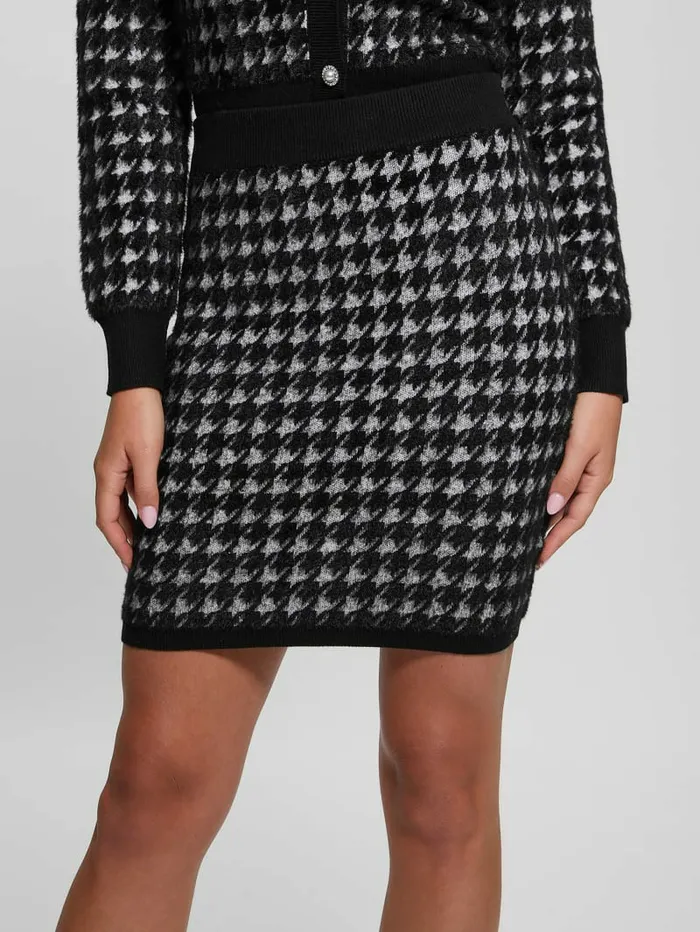 Bottoms Violet Houndstooth Sweater Skirt WhiteBlack Pied De Poule GUESS Women Bottoms Violet Houndstooth Sweater Skirt WhiteBlack Pied De Poule GUESS Women