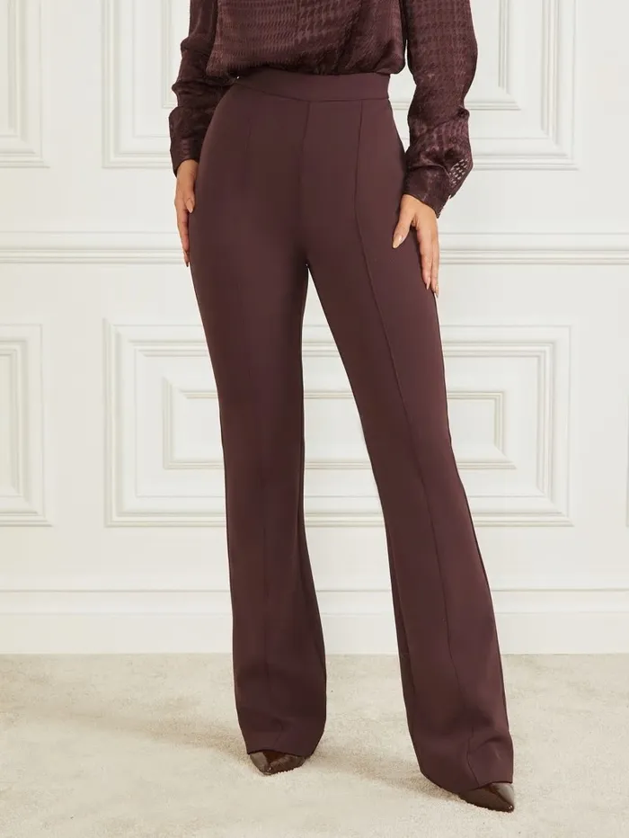 Bottoms Women GUESS Chloe Flared Pant Dark Bourbon