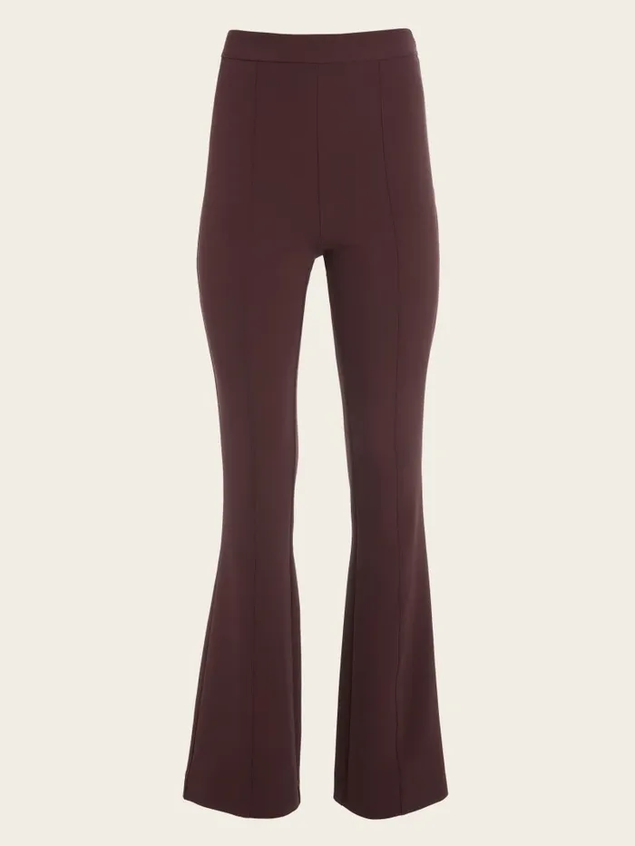 Bottoms Women GUESS Chloe Flared Pant Dark Bourbon Bottoms Women GUESS Chloe Flared Pant Dark Bourbon