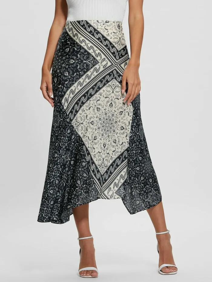 Bottoms Women GUESS Eco Katrina Printed Skirt Sashiko Square Bandana
