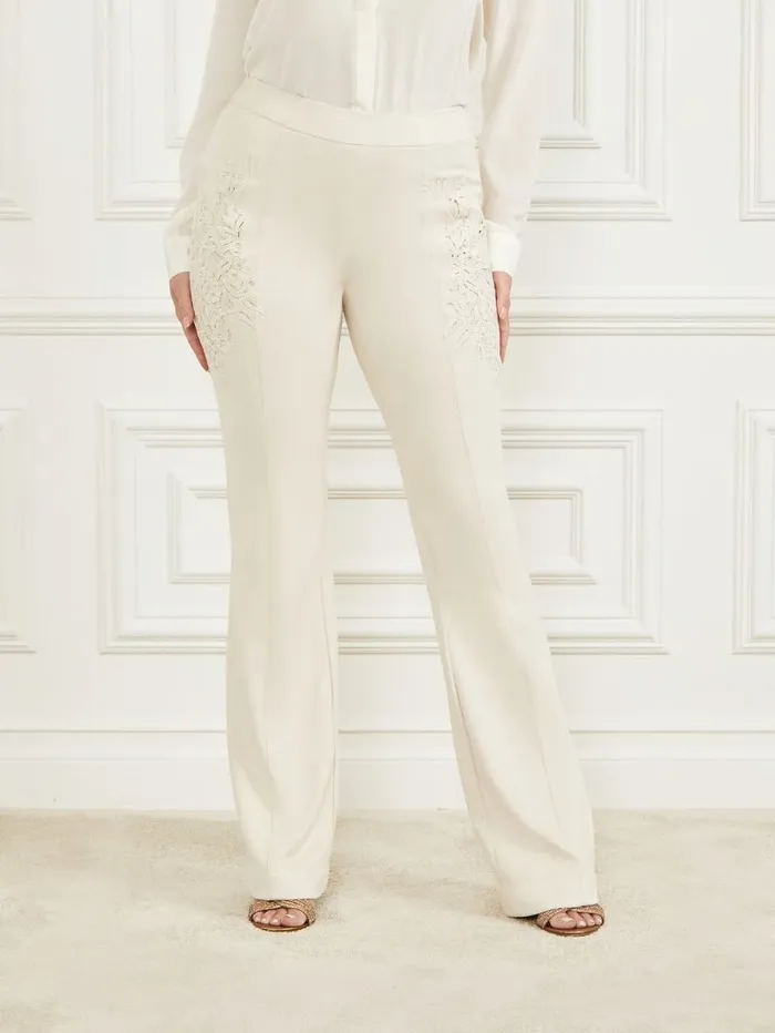 Bottoms Women Lorraine Pant Ivory Bone GUESS Bottoms Women Lorraine Pant Ivory Bone GUESS
