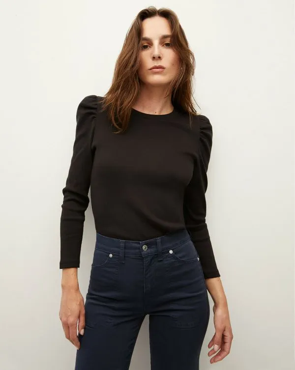 Britney PuffSleeved Top Black Women Veronica Beard Tops