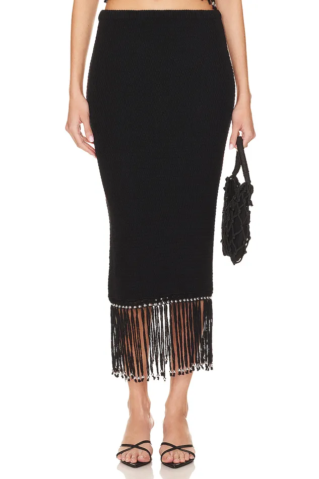 Bryony Fringe Skirt Black Women Lovers and Friends Skirts