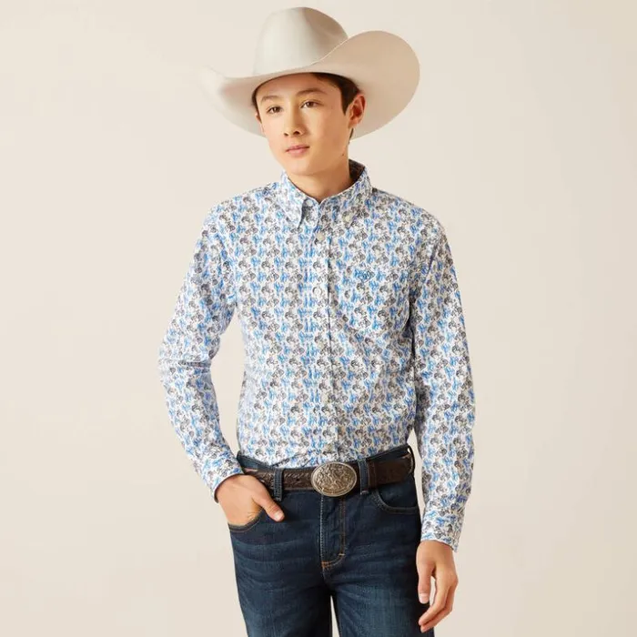 Button Down Shirts Kids Ariat Peerce Classic Fit Shirt White