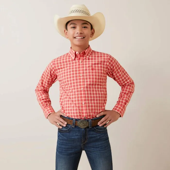 Button Down Shirts Kids Ariat Pro Series Oberon Classic Fit Shirt Poppy Red