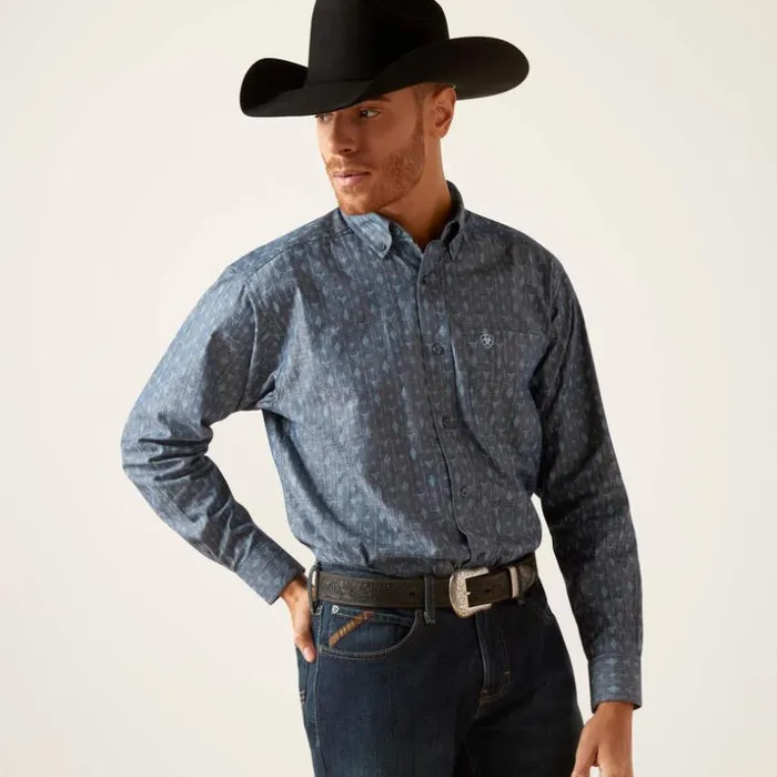 Button Down Shirts Men Ariat Graham Classic Fit Shirt Blue