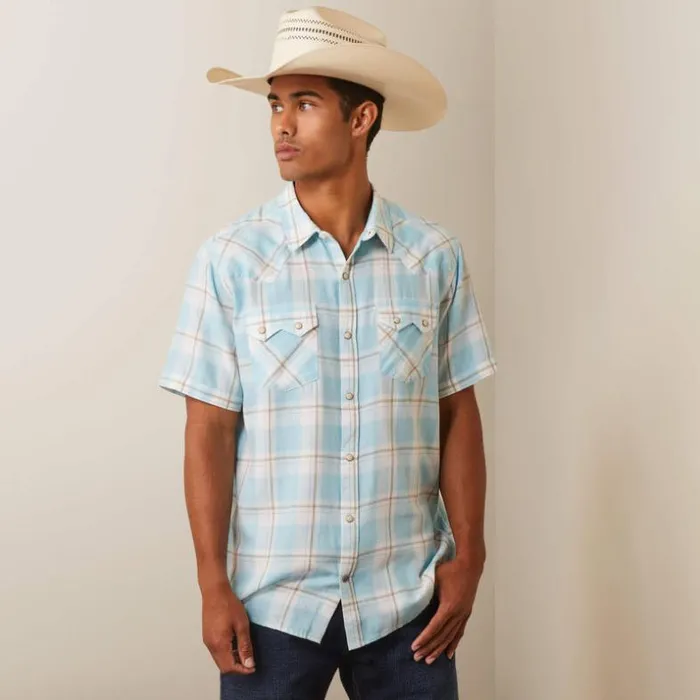 Button Down Shirts Men Ariat Halbertson Retro Fit Shirt Aquatic