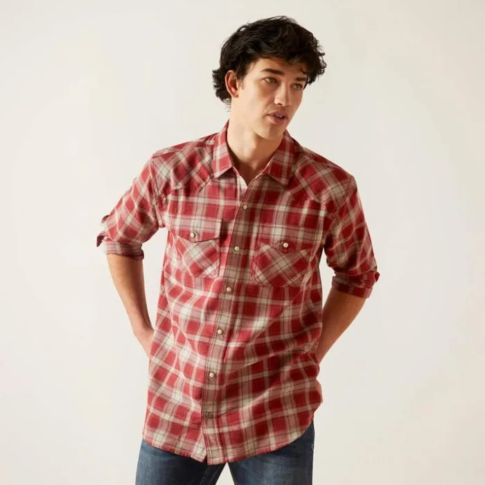 Button Down Shirts Men Ariat Holton Retro Fit Shirt Rosewood