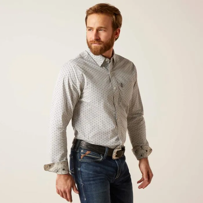 Button Down Shirts Men Ariat Maddox Stretch Modern Fit Shirt Grey